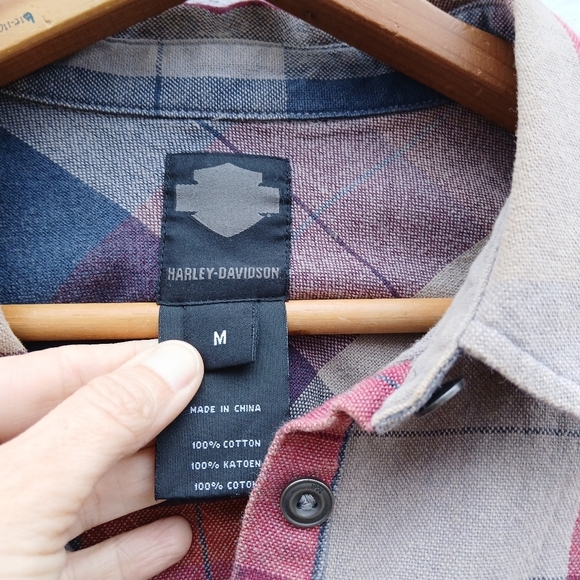 Harley Davidson Plaid Oversize Shirt Medium - Picture 3 of 6